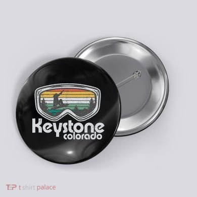 Keystone Snowboarding Retro Colorado Mountain Snowboard  Button
