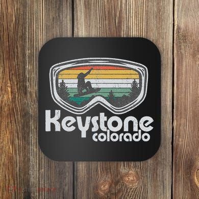 Keystone Snowboarding Retro Colorado Mountain Snowboard  Coaster