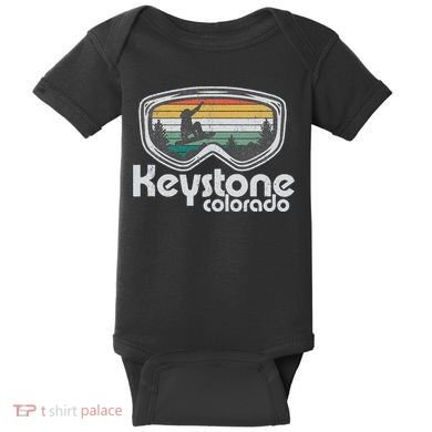 Keystone Snowboarding Retro Colorado Mountain Snowboard  Baby Bodysuit