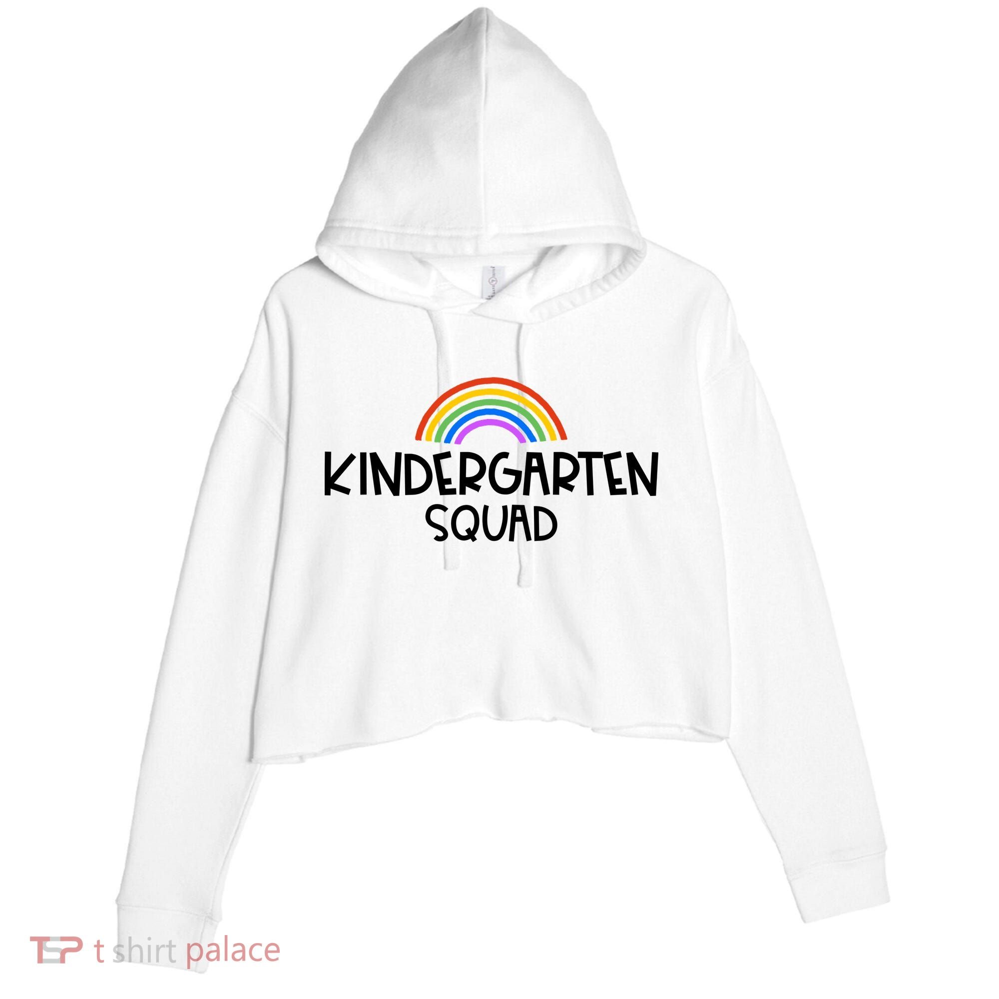Kindergarten Squad Rainbow Crop Fleece Hoodie