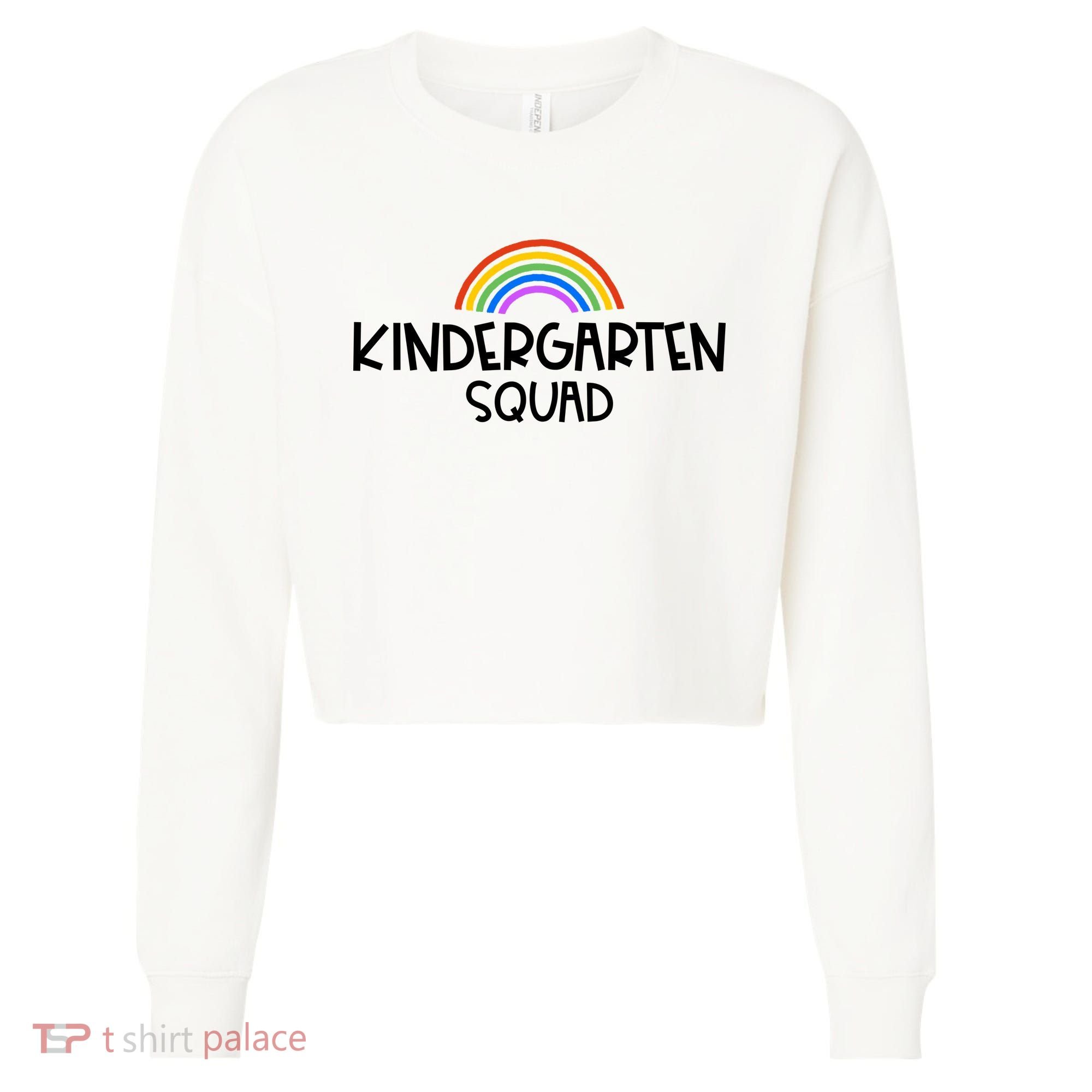 Kindergarten Squad Rainbow Cropped Pullover Crew