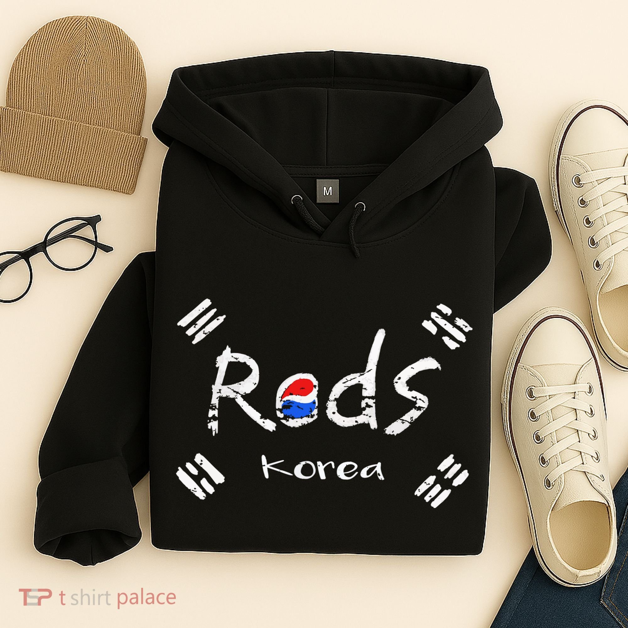 Korean Soccer Red With Korean Flag Hoodie