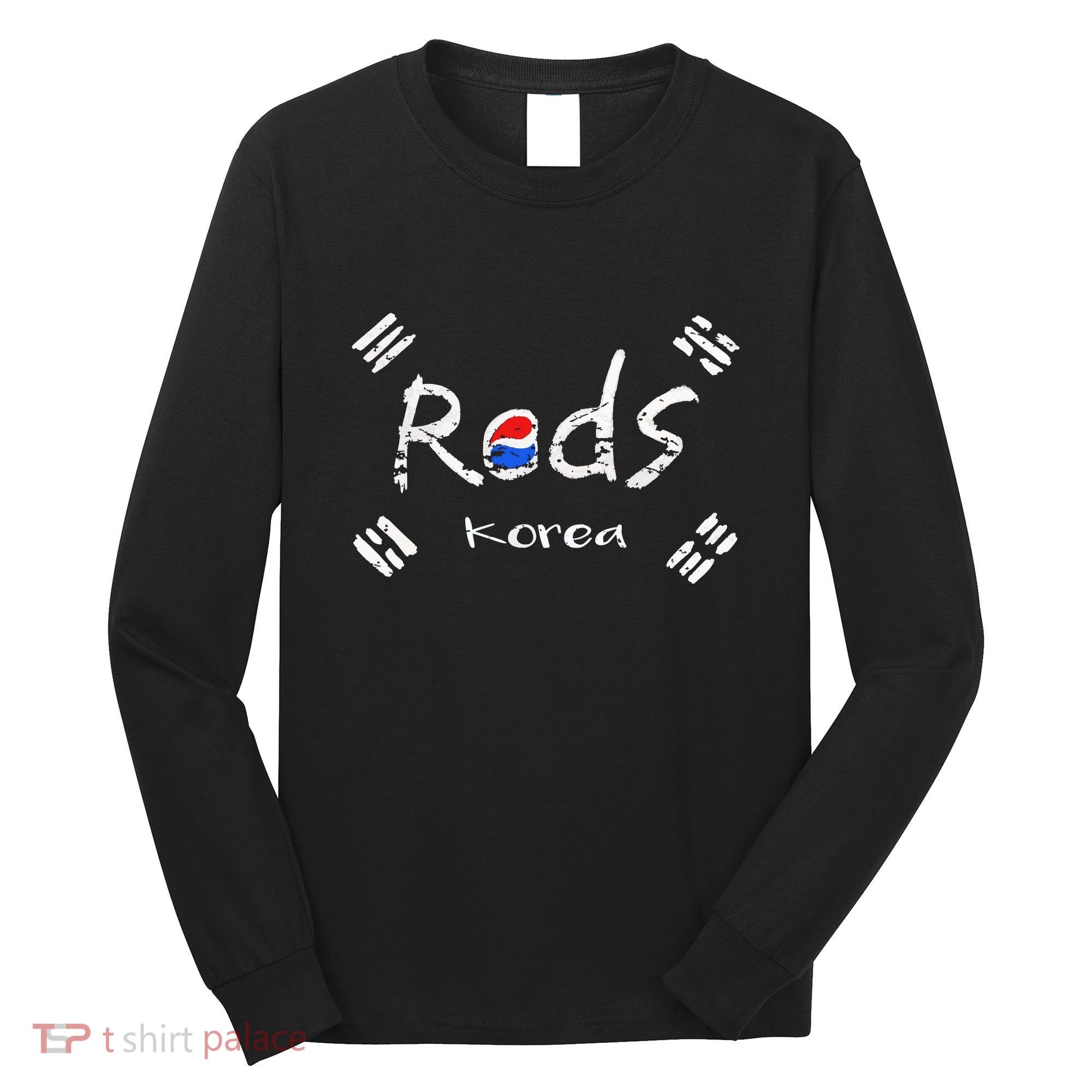 Korean Soccer Red With Korean Flag Long Sleeve Shirt