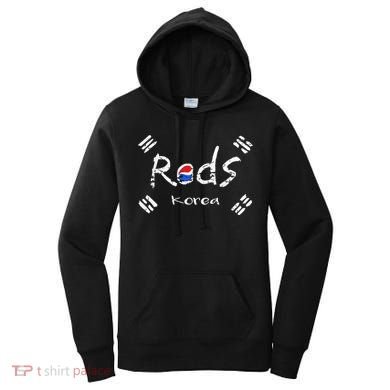 Korean Soccer Red With Korean Flag Women's Hoodie