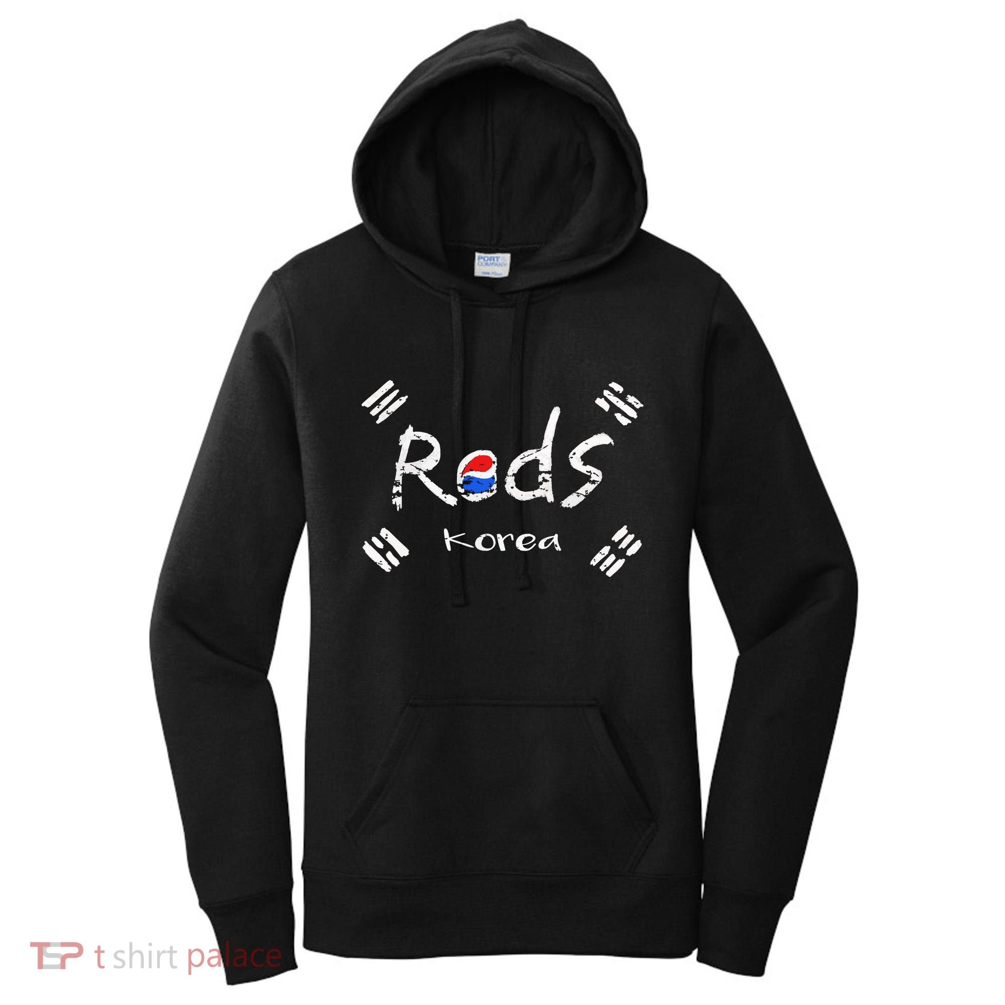 Korean Soccer Red With Korean Flag Women's Hoodie
