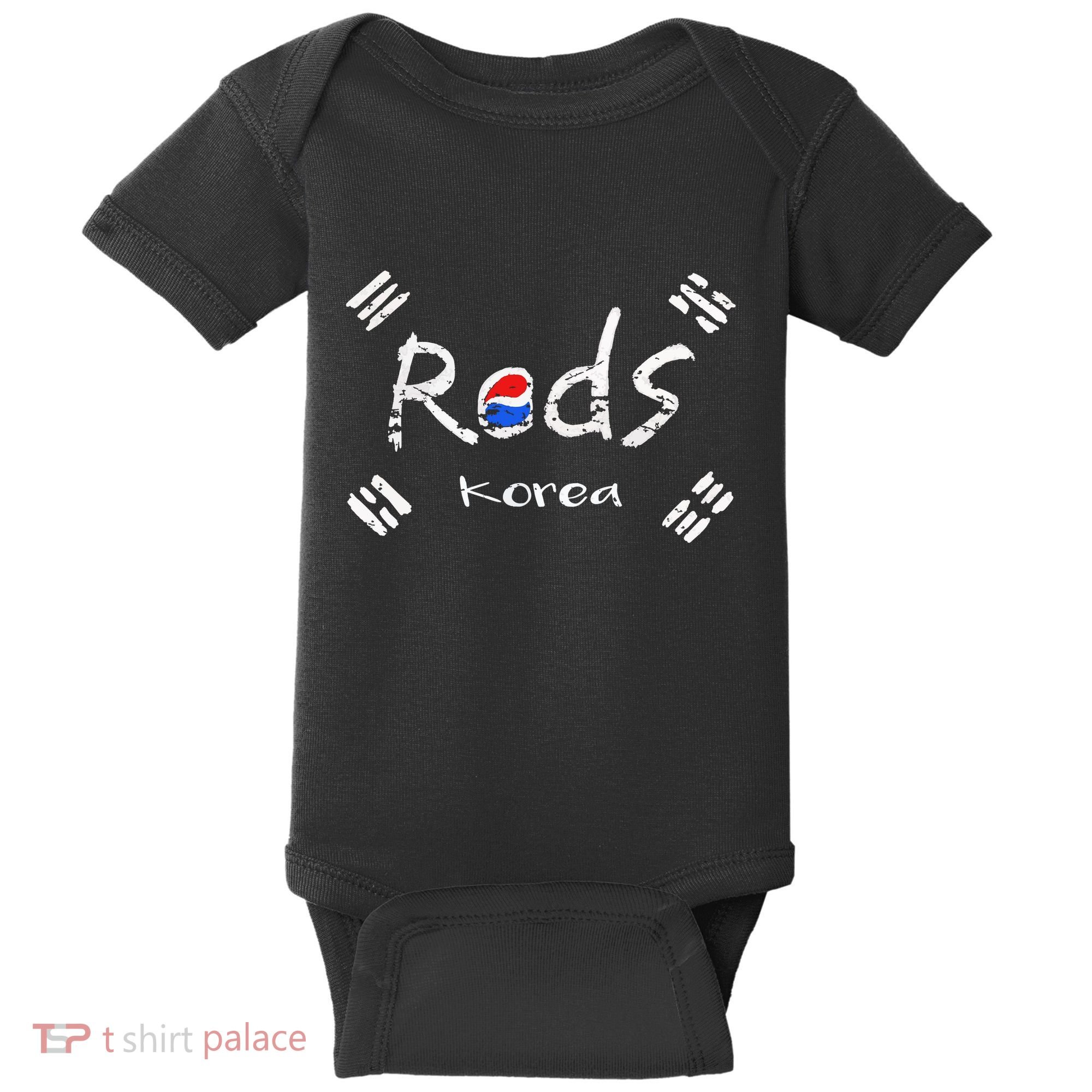 Korean Soccer Red With Korean Flag Baby Bodysuit