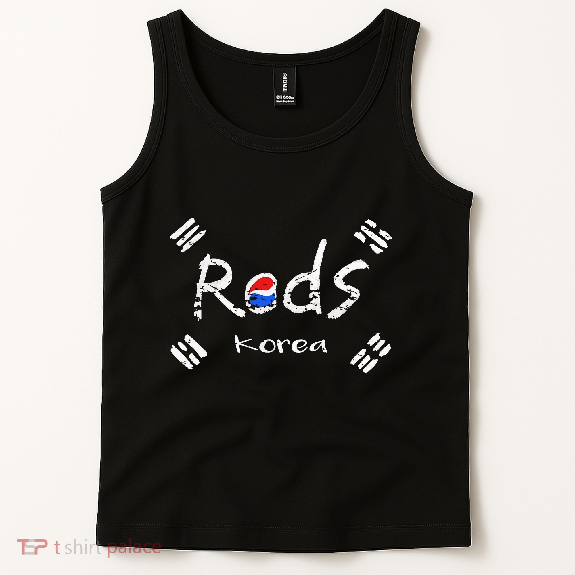Korean Soccer Red With Korean Flag Tank Top