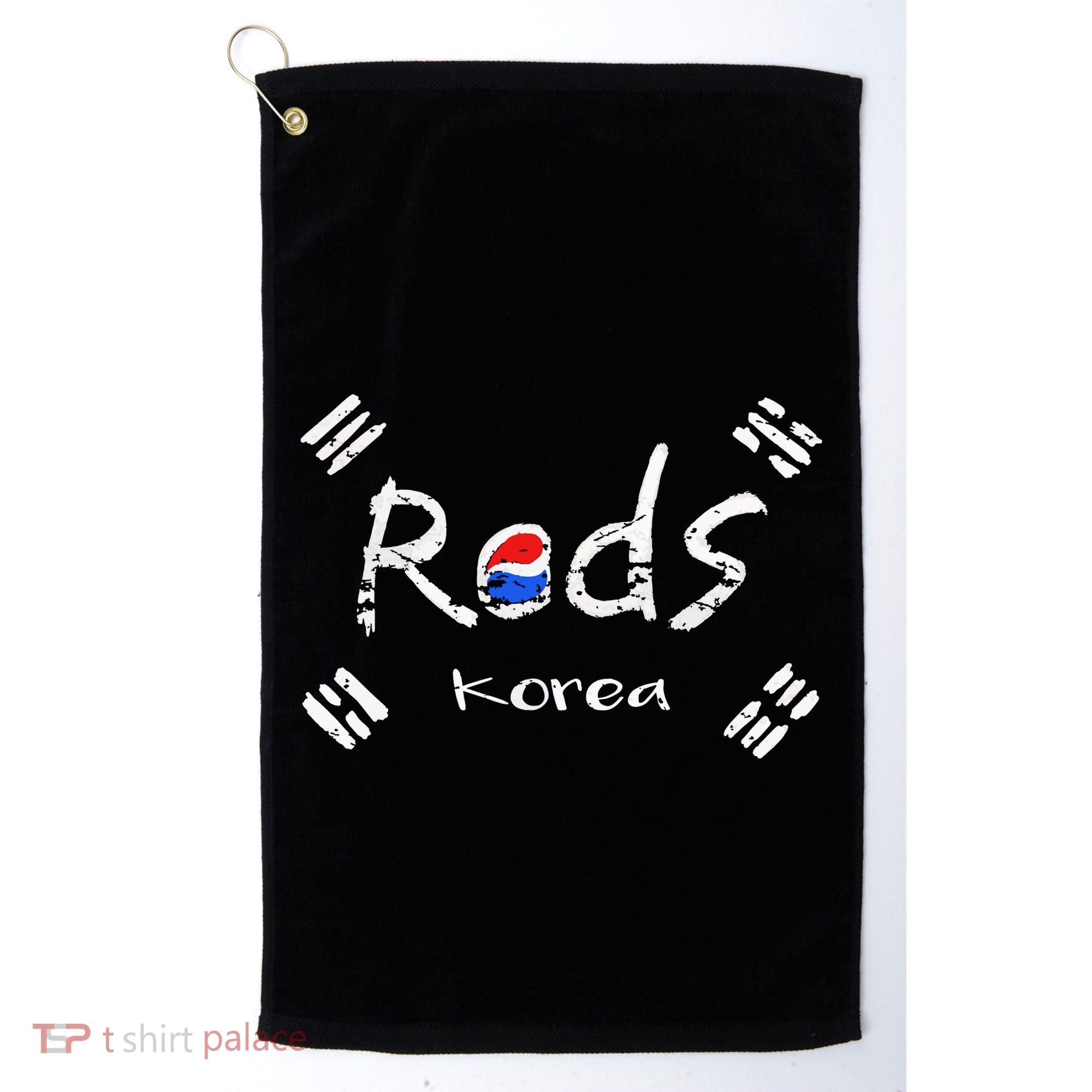 Korean Soccer Red With Korean Flag Golf Towel