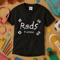 Korean Soccer Red With Korean Flag Kids T-Shirt thumb 3