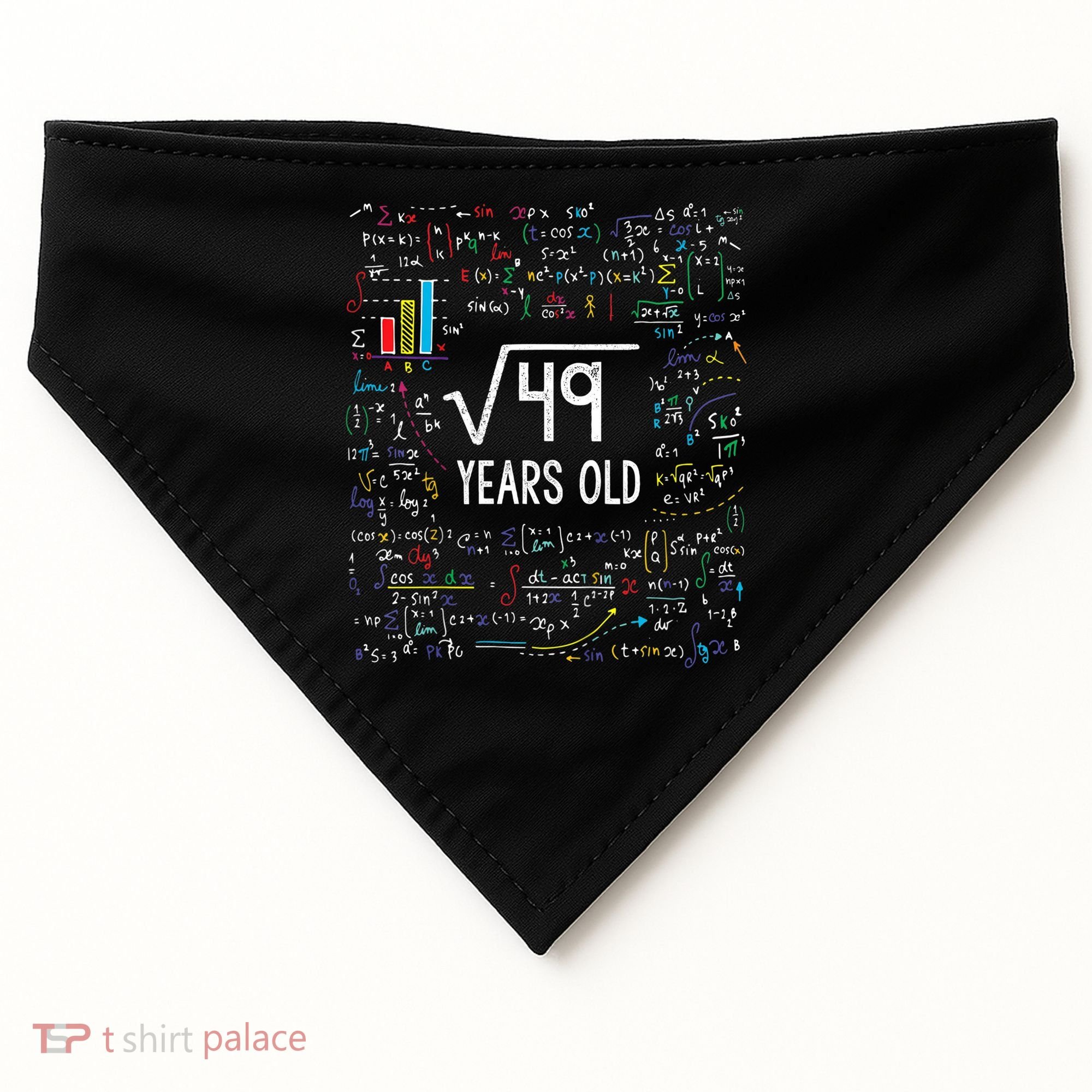 Square Root Of 49 7th Birthday 7 Year Old Funny Gift Math Bday Cool Gift USA-Made Doggie Bandana