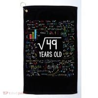 Square Root Of 49 7th Birthday 7 Year Old Funny Gift Math Bday Cool Gift Golf Towel thumb 0