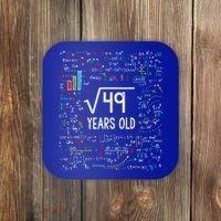 Square Root Of 49 7th Birthday 7 Year Old Funny Gift Math Bday Cool Gift Coaster thumb 0