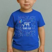 Square Root Of 49 7th Birthday 7 Year Old Funny Gift Math Bday Cool Gift Toddler T-Shirt thumb 2