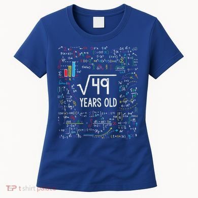 Square Root Of 49 7th Birthday 7 Year Old Funny Gift Math Bday Cool Gift Women's T-Shirt