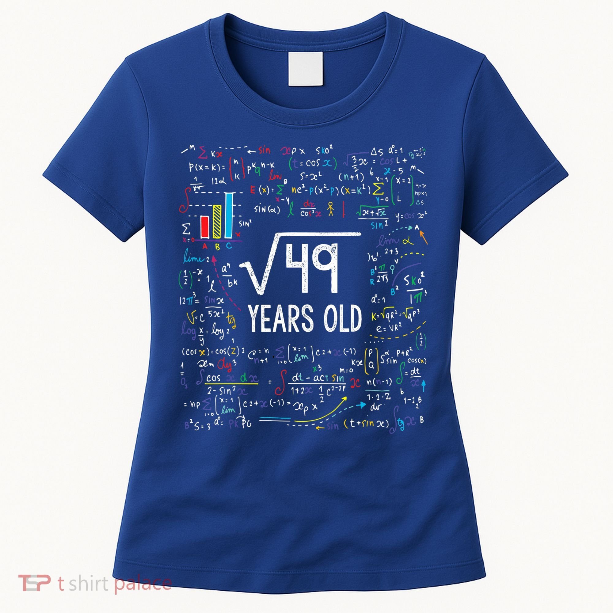Square Root Of 49 7th Birthday 7 Year Old Funny Gift Math Bday Cool Gift Women's T-Shirt