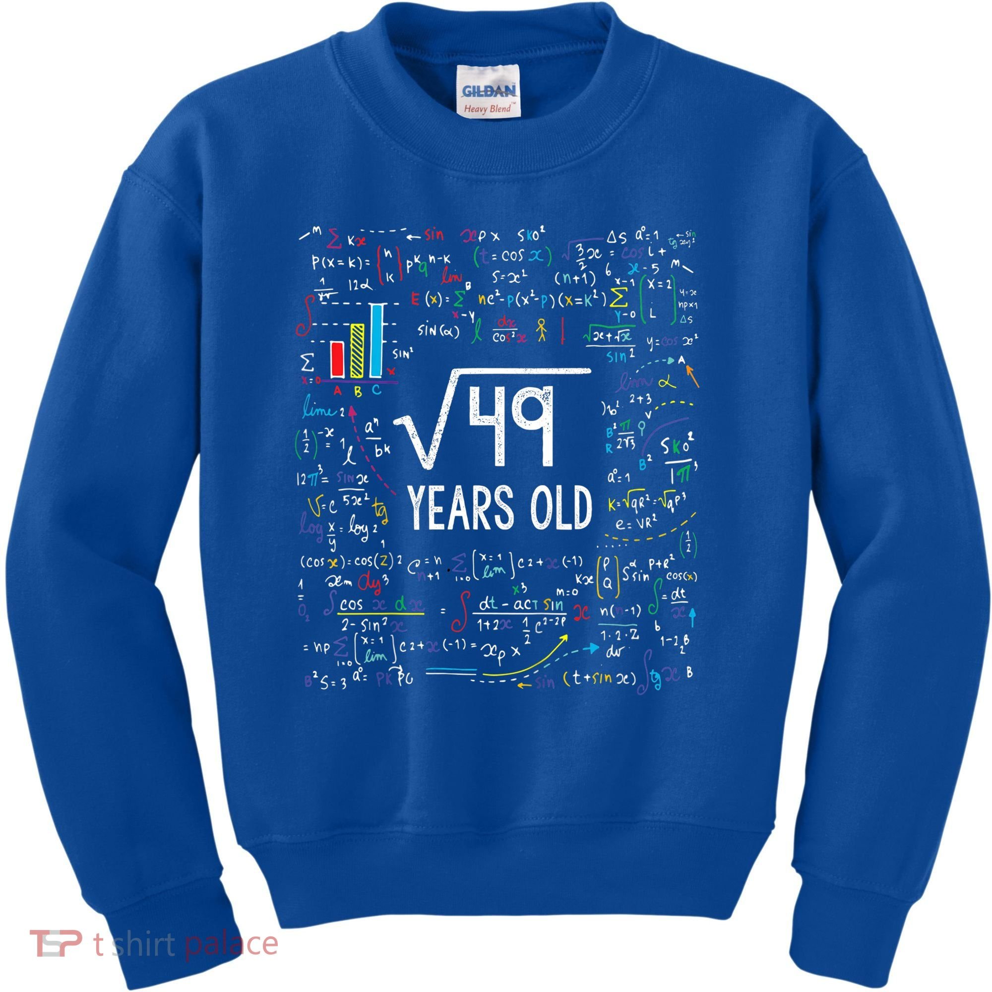 Square Root Of 49 7th Birthday 7 Year Old Funny Gift Math Bday Cool Gift Kids Sweatshirt