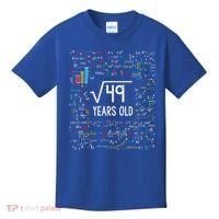 Square Root Of 49 7th Birthday 7 Year Old Funny Gift Math Bday Cool Gift Kids T-Shirt thumb 0