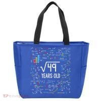 Square Root Of 49 7th Birthday 7 Year Old Funny Gift Math Bday Cool Gift Tote Bag thumb 0
