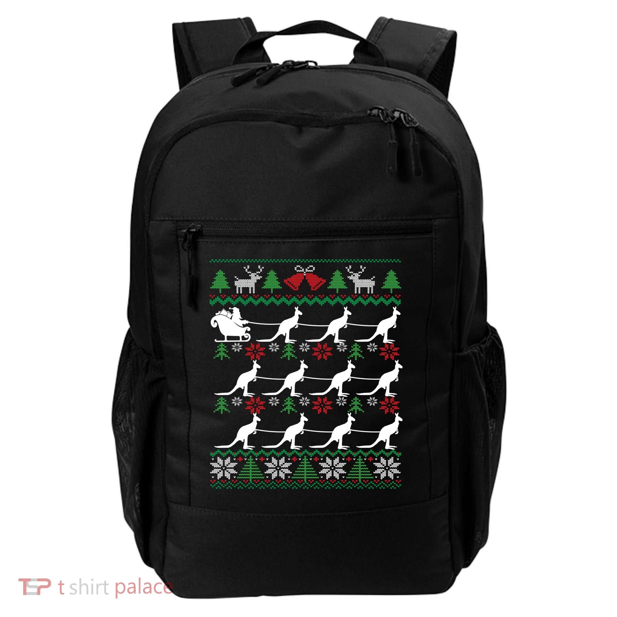 Kangaroo Santa Sleigh Funny Australian Ugly Christmas Gift Backpack