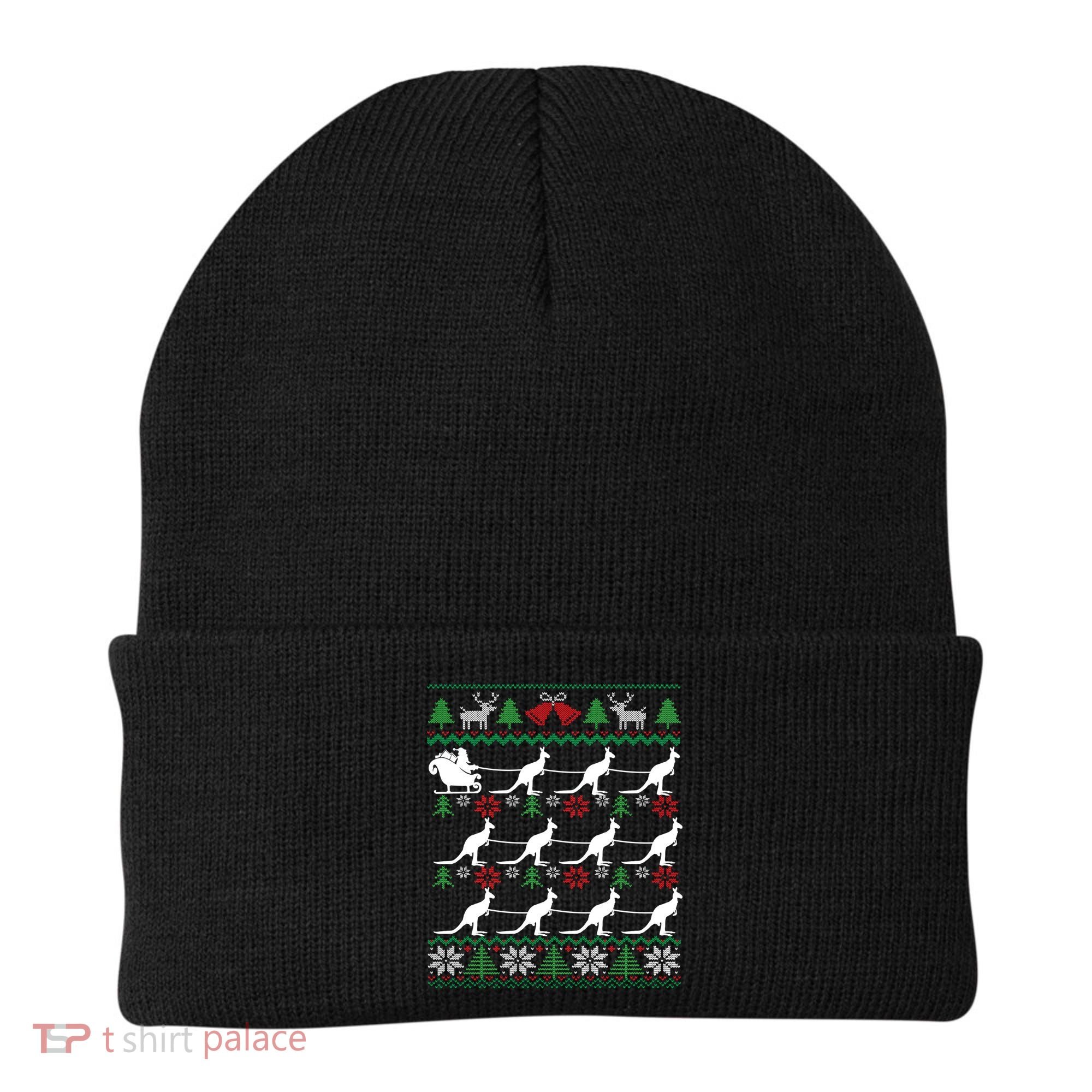 Kangaroo Santa Sleigh Funny Australian Ugly Christmas Gift Beanie