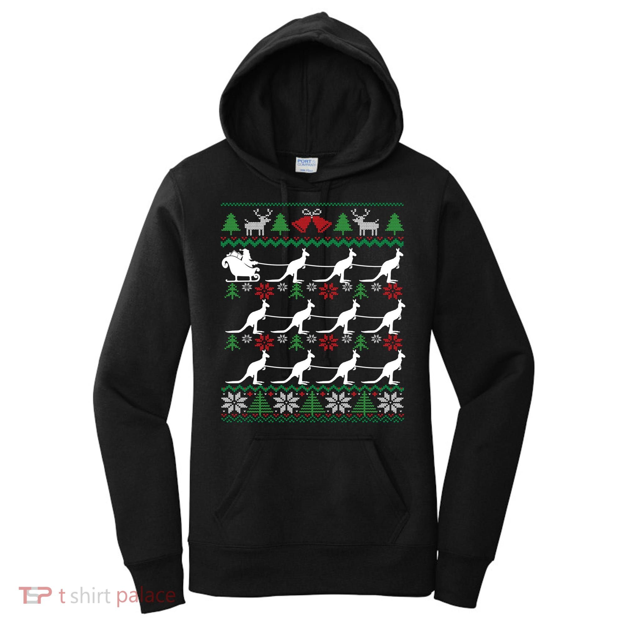 Kangaroo Santa Sleigh Funny Australian Ugly Christmas Gift Women's Hoodie