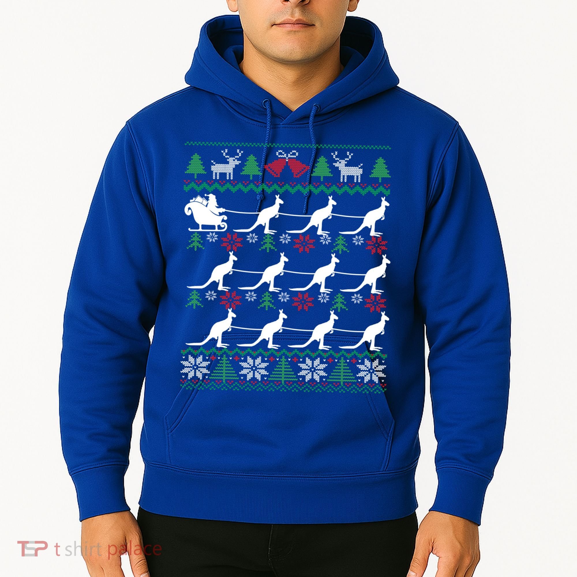 Kangaroo Santa Sleigh Funny Australian Ugly Christmas Gift Hoodie