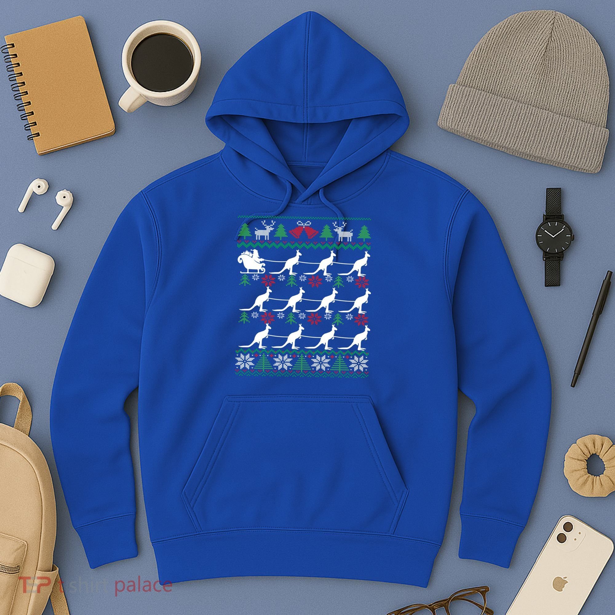 Kangaroo Santa Sleigh Funny Australian Ugly Christmas Gift Hoodie