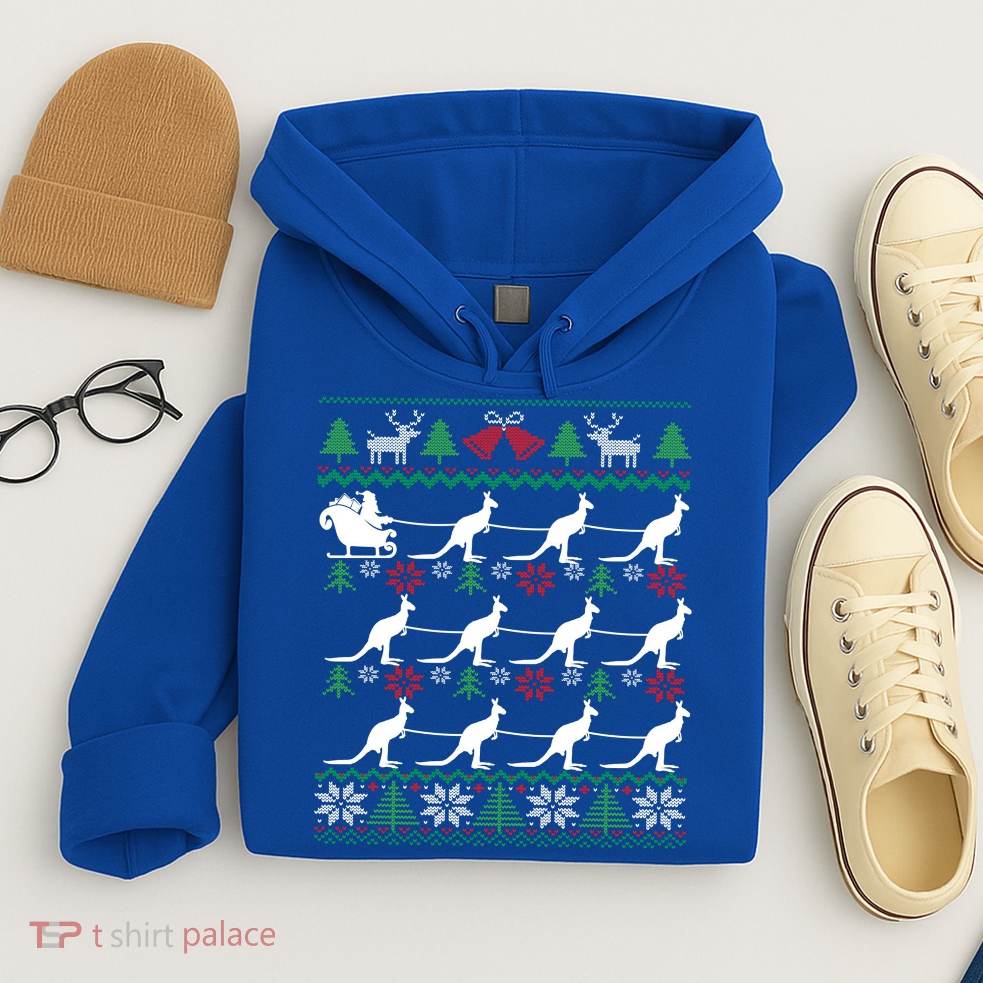 Kangaroo Santa Sleigh Funny Australian Ugly Christmas Gift Hoodie