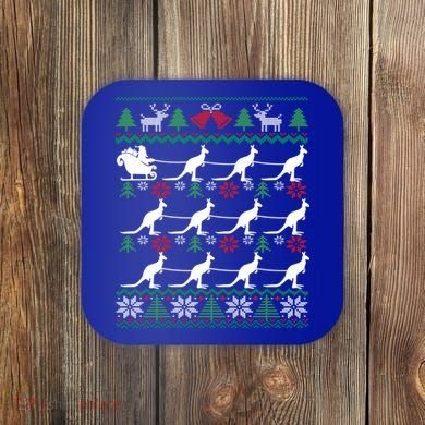 Kangaroo Santa Sleigh Funny Australian Ugly Christmas Gift Coaster