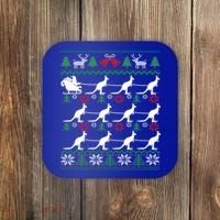 Kangaroo Santa Sleigh Funny Australian Ugly Christmas Gift Coaster thumb 0