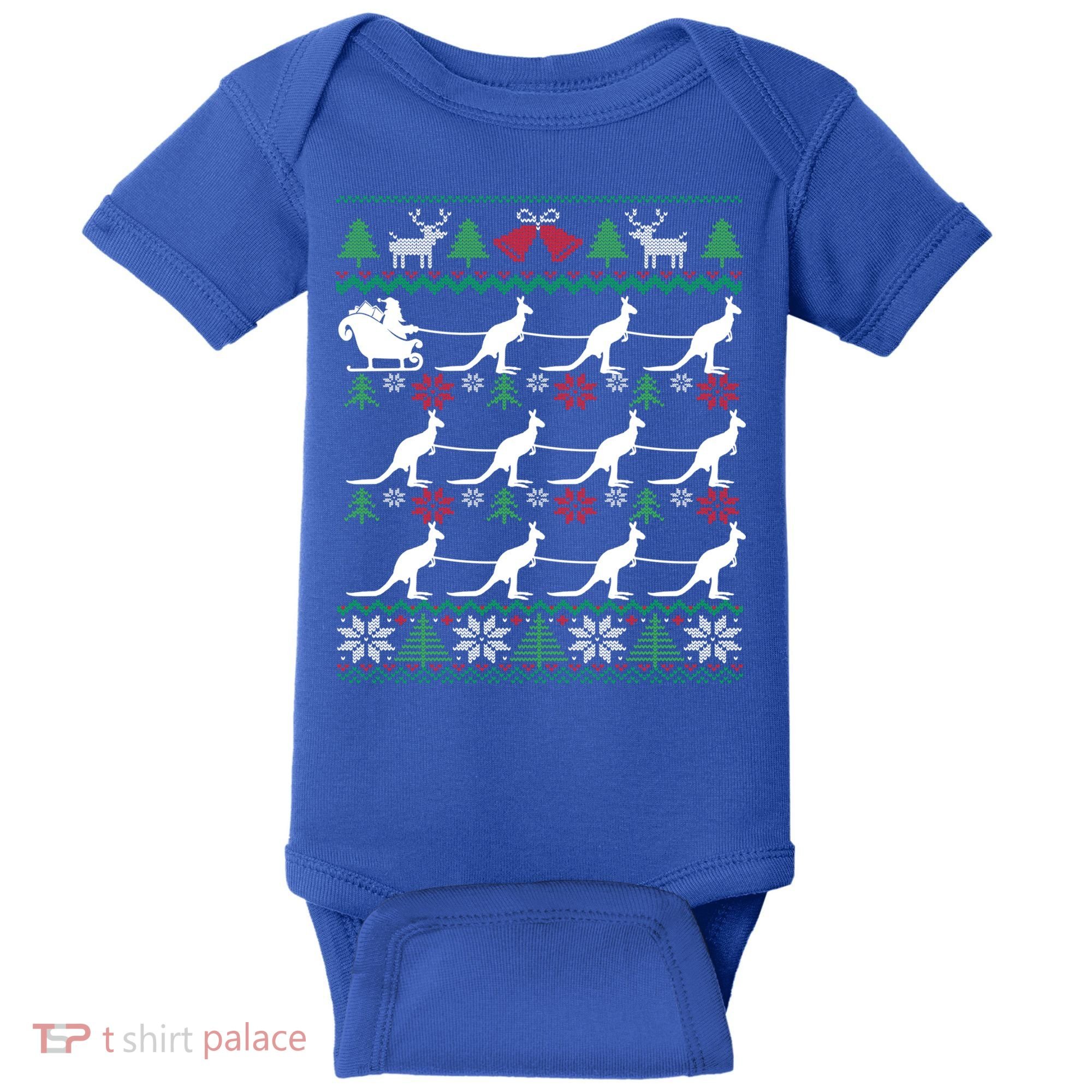 Kangaroo Santa Sleigh Funny Australian Ugly Christmas Gift Baby Bodysuit