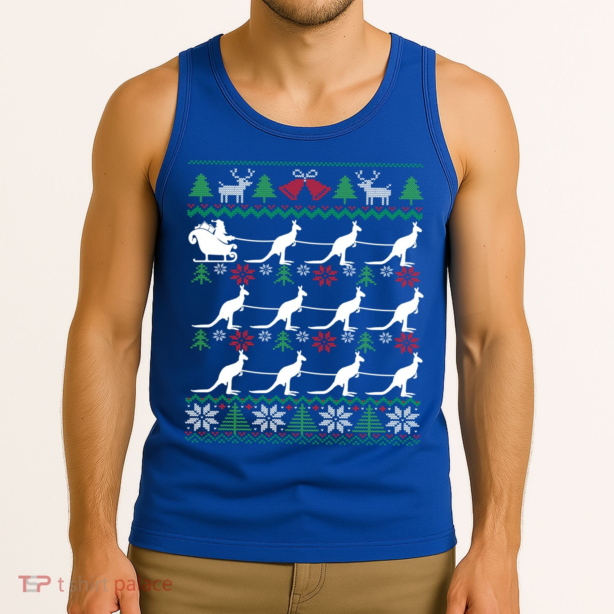 Kangaroo Santa Sleigh Funny Australian Ugly Christmas Gift Tank Top