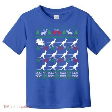 Kangaroo Santa Sleigh Funny Australian Ugly Christmas Gift Toddler T-Shirt