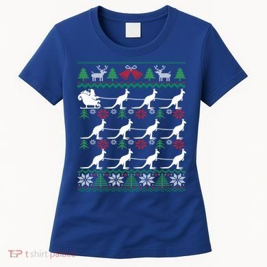 Kangaroo Santa Sleigh Funny Australian Ugly Christmas Gift Women's T-Shirt