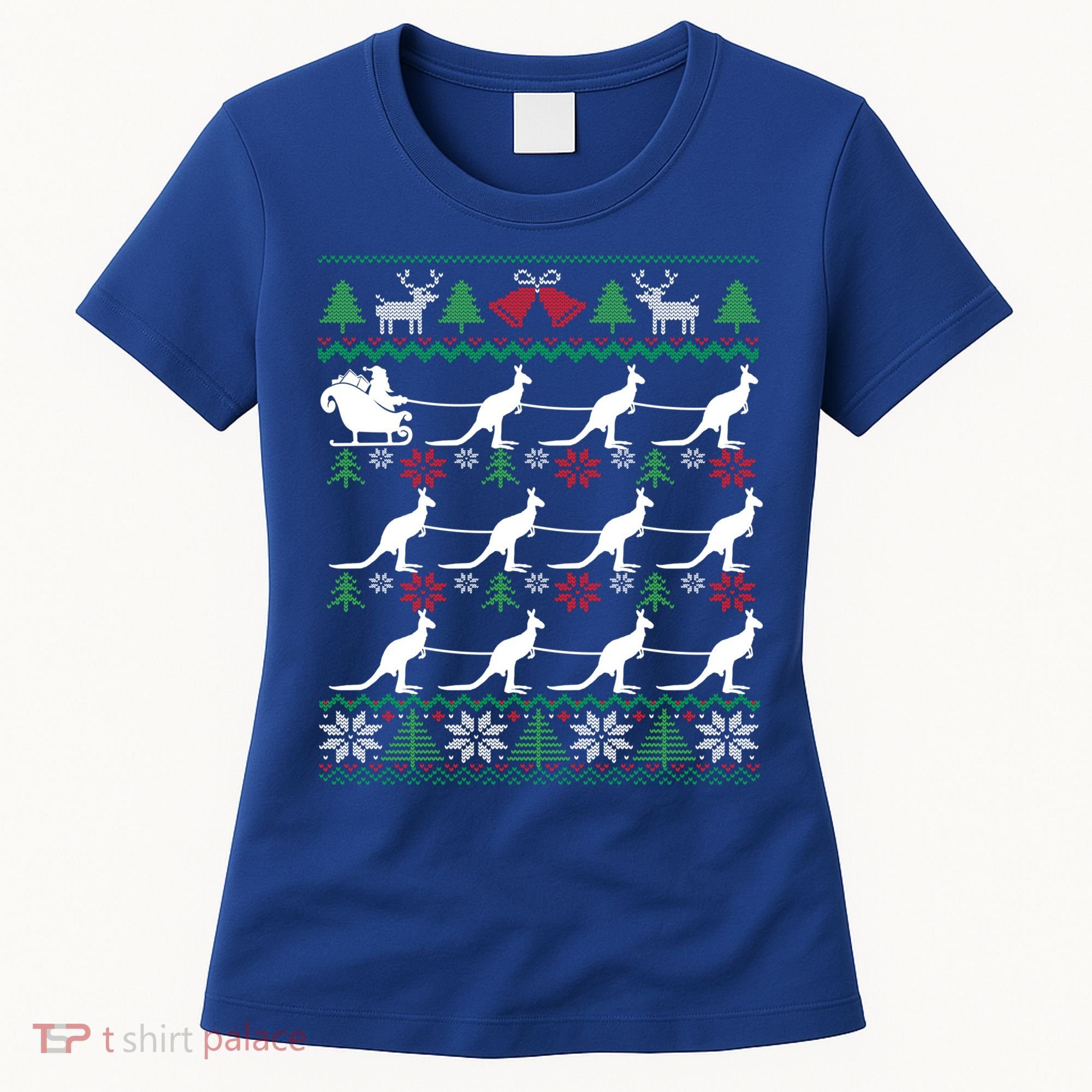 Kangaroo Santa Sleigh Funny Australian Ugly Christmas Gift Women's T-Shirt