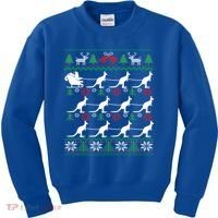 Kangaroo Santa Sleigh Funny Australian Ugly Christmas Gift Kids Sweatshirt thumb 0