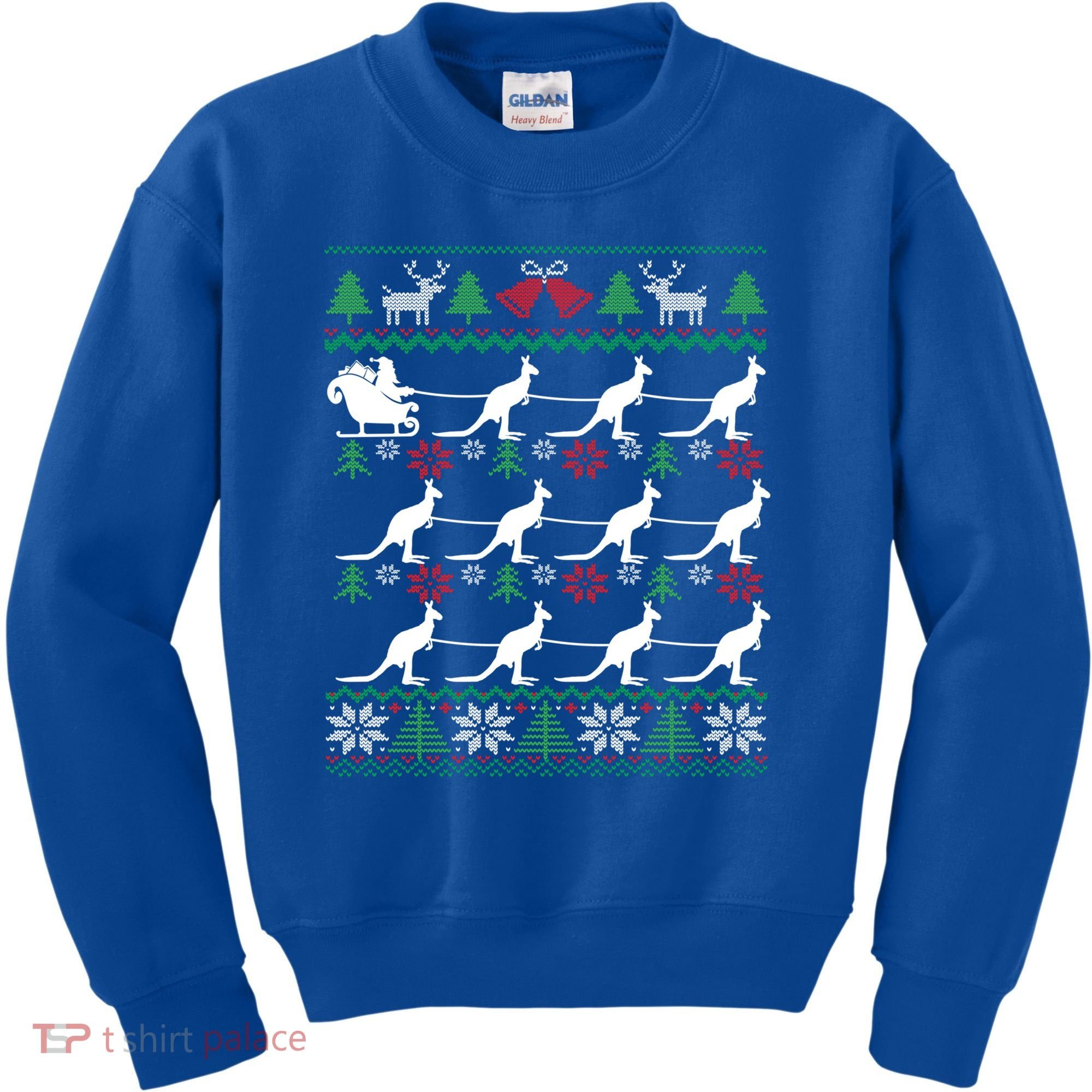 Kangaroo Santa Sleigh Funny Australian Ugly Christmas Gift Kids Sweatshirt
