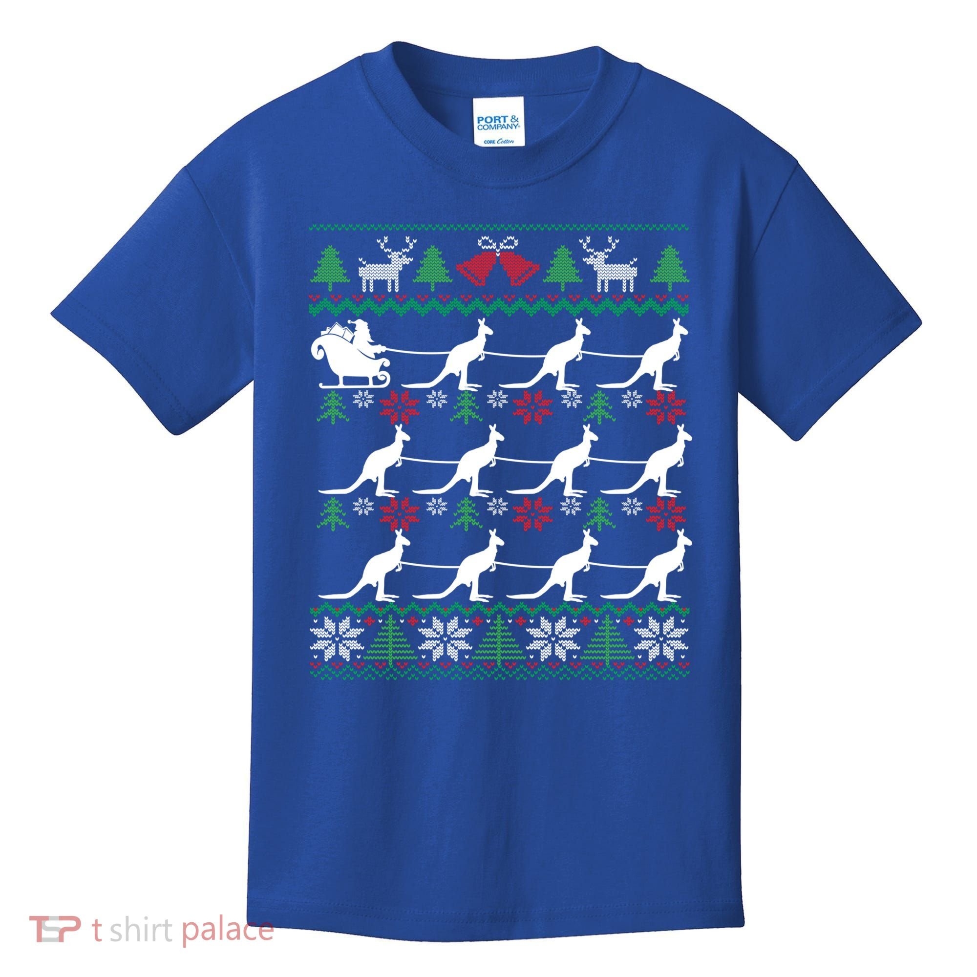 Kangaroo Santa Sleigh Funny Australian Ugly Christmas Gift Kids T-Shirt