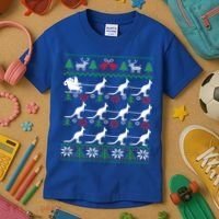 Kangaroo Santa Sleigh Funny Australian Ugly Christmas Gift Kids T-Shirt thumb 3