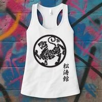 Karate Shotokan Tiger Martial Arts Shotokan Calligraphy Women's Tank Top thumb 3