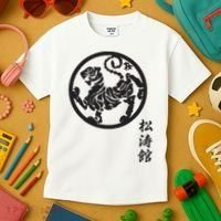 Karate Shotokan Tiger Martial Arts Shotokan Calligraphy Kids T-Shirt thumb 3