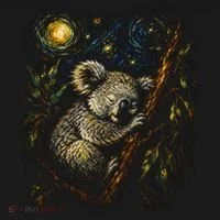 Koala Sleeping Under Starry Night Sky Bucket Hat thumb 4