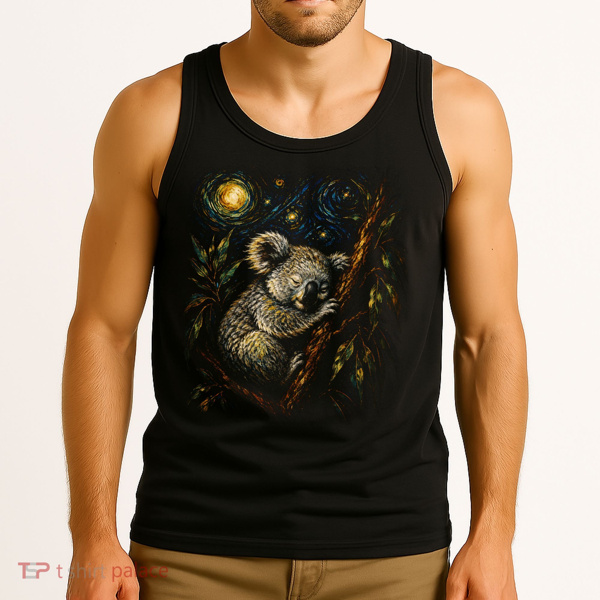 Koala Sleeping Under Starry Night Sky Tank Top