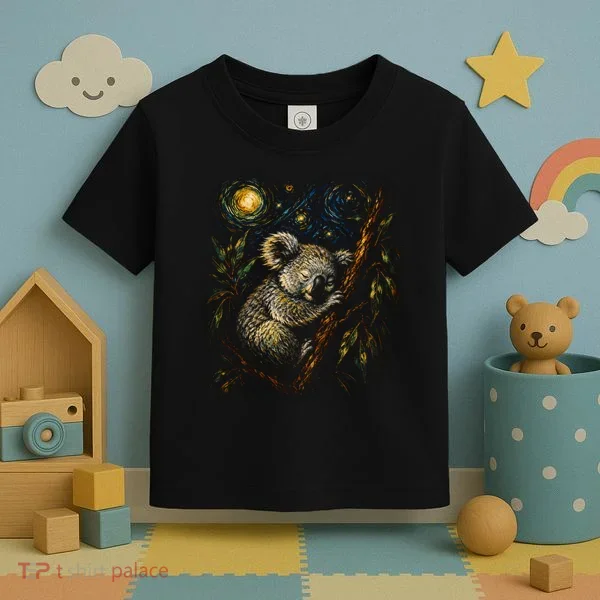 Koala Sleeping Under Starry Night Sky Toddler T-Shirt