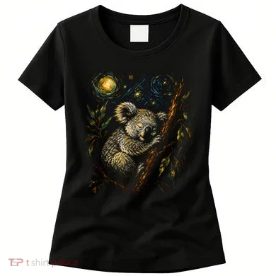 Koala Sleeping Under Starry Night Sky Women's T-Shirt