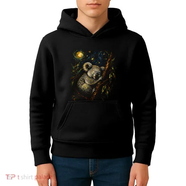 Koala Sleeping Under Starry Night Sky Kids Hoodie