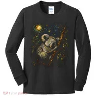 Koala Sleeping Under Starry Night Sky Kids Long Sleeve Shirt thumb 0