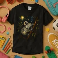 Koala Sleeping Under Starry Night Sky Kids T-Shirt thumb 3