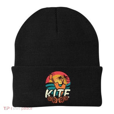 Kite Surfer Vintage Sunset Caribic Island Retro Kite Surfing Great Gift Beanie