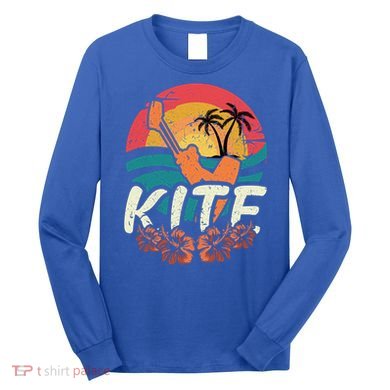 Kite Surfer Vintage Sunset Caribic Island Retro Kite Surfing Great Gift Long Sleeve Shirt